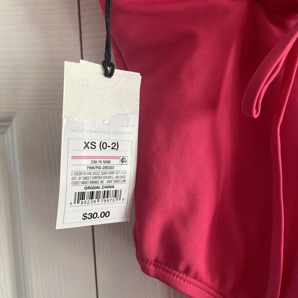 Shade &‎ Shore Women's Pink One Piece High Leg Cheeky XS NEW Swimsuit Vacation - Picture 4 of 4